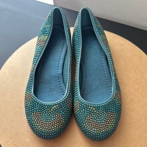 Elegant Teal and Gold Women's Flats